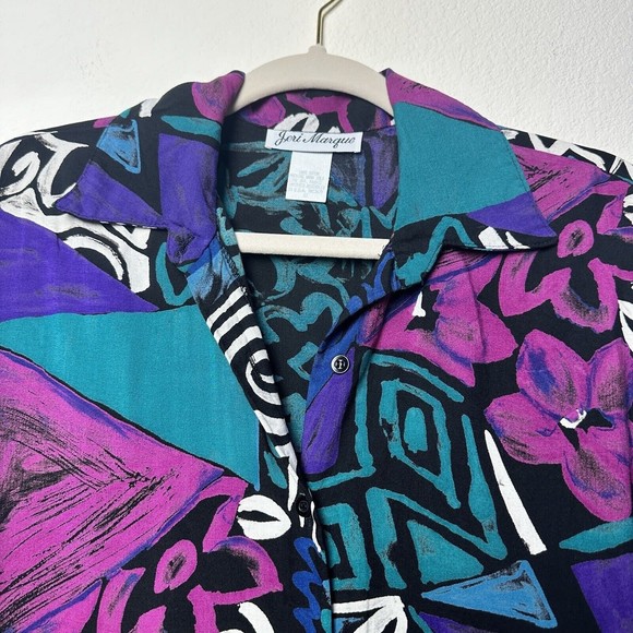 Jeri Marque Top Size 12 Blouse Longsleeve Button Up Bishop Peasant Sleeve Collar - Picture 8 of 12